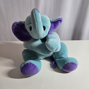 Ty Plush Elephant - Teal and Purple